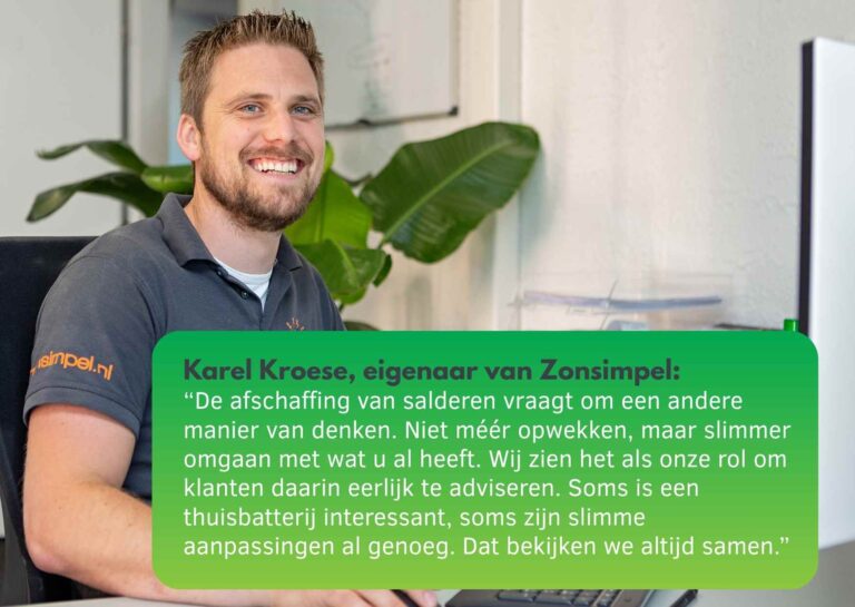 Opmerking salderingsregeling door Karel Kroese van Zonsimpel