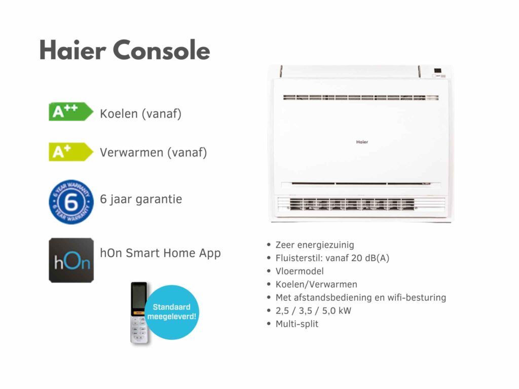 Haier Console airco bij Zonsimpel